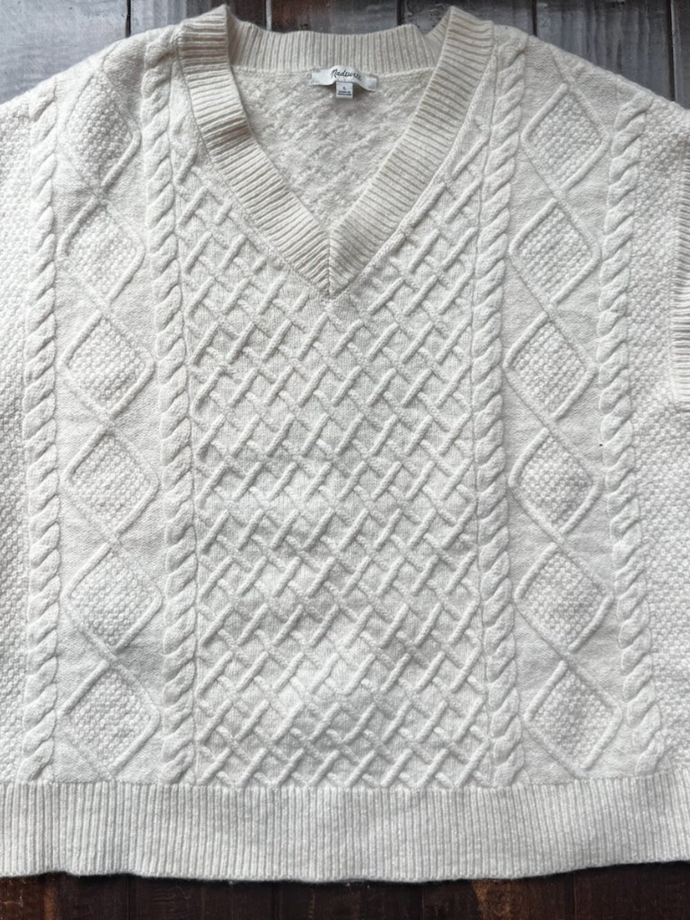 Antique Cream Cable-Knit V-Neck Sweater Vest